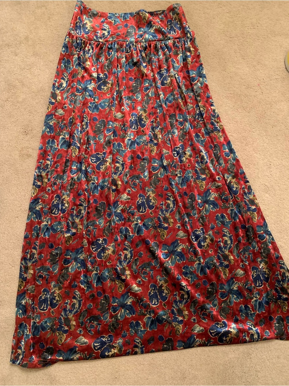 NWOT Natural Life Lisa Velvet Floral Pull On Maxi Skirt - Picture 3 of 4